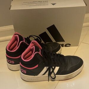 Adidas Black and Pink High-Top Hoops 3.0 MID W US 9